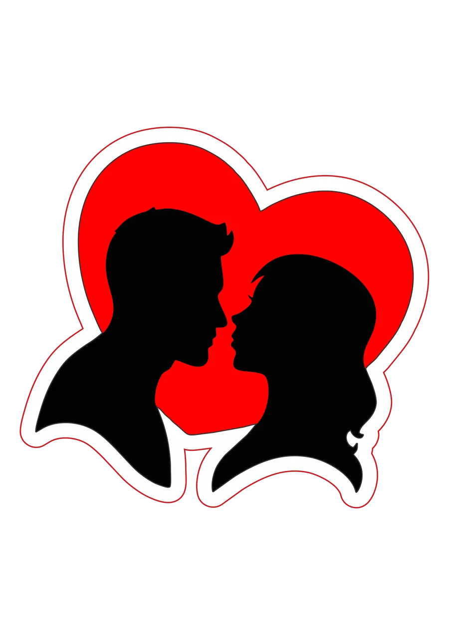 Casal Apaixonado em Coração Vermelho PNG transparente