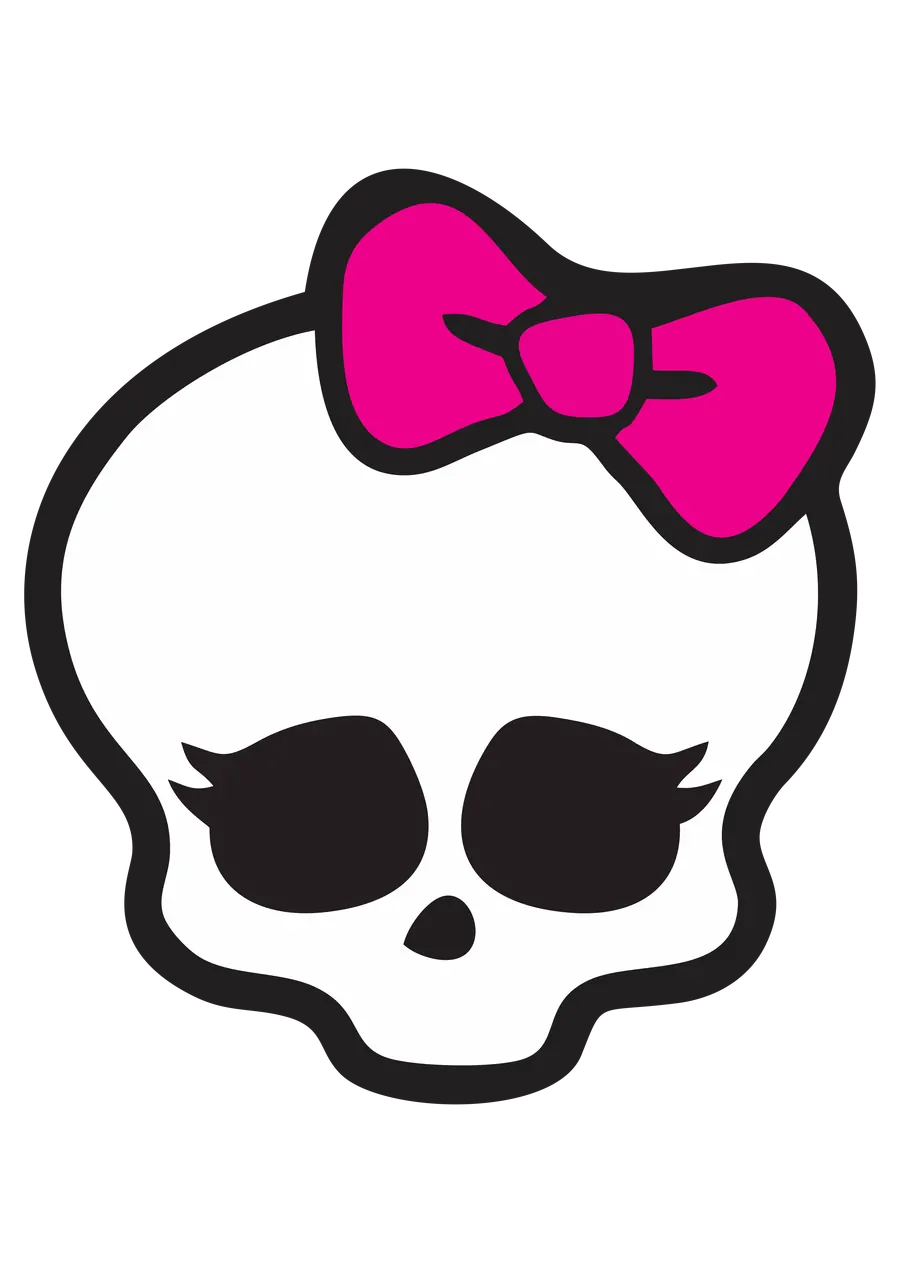 Caveira Fofa com Laço Rosa PNG transparente