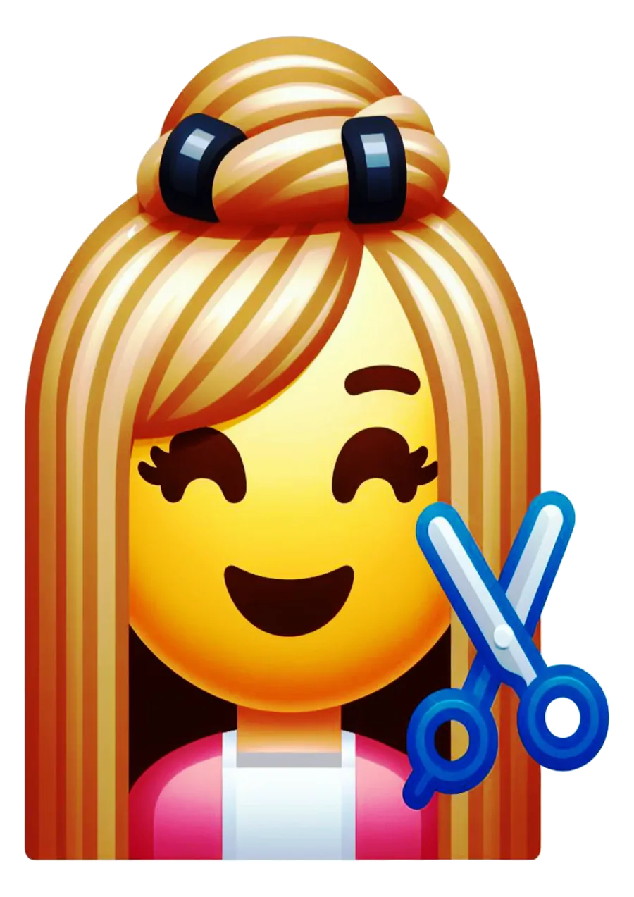 Cabeleireira Loirinha com Tesoura Azul PNG transparente