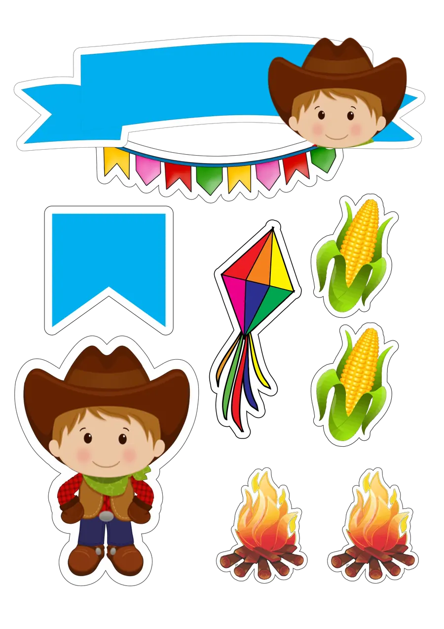 Kit Festa Junina Menino e Pipa PNG transparente
