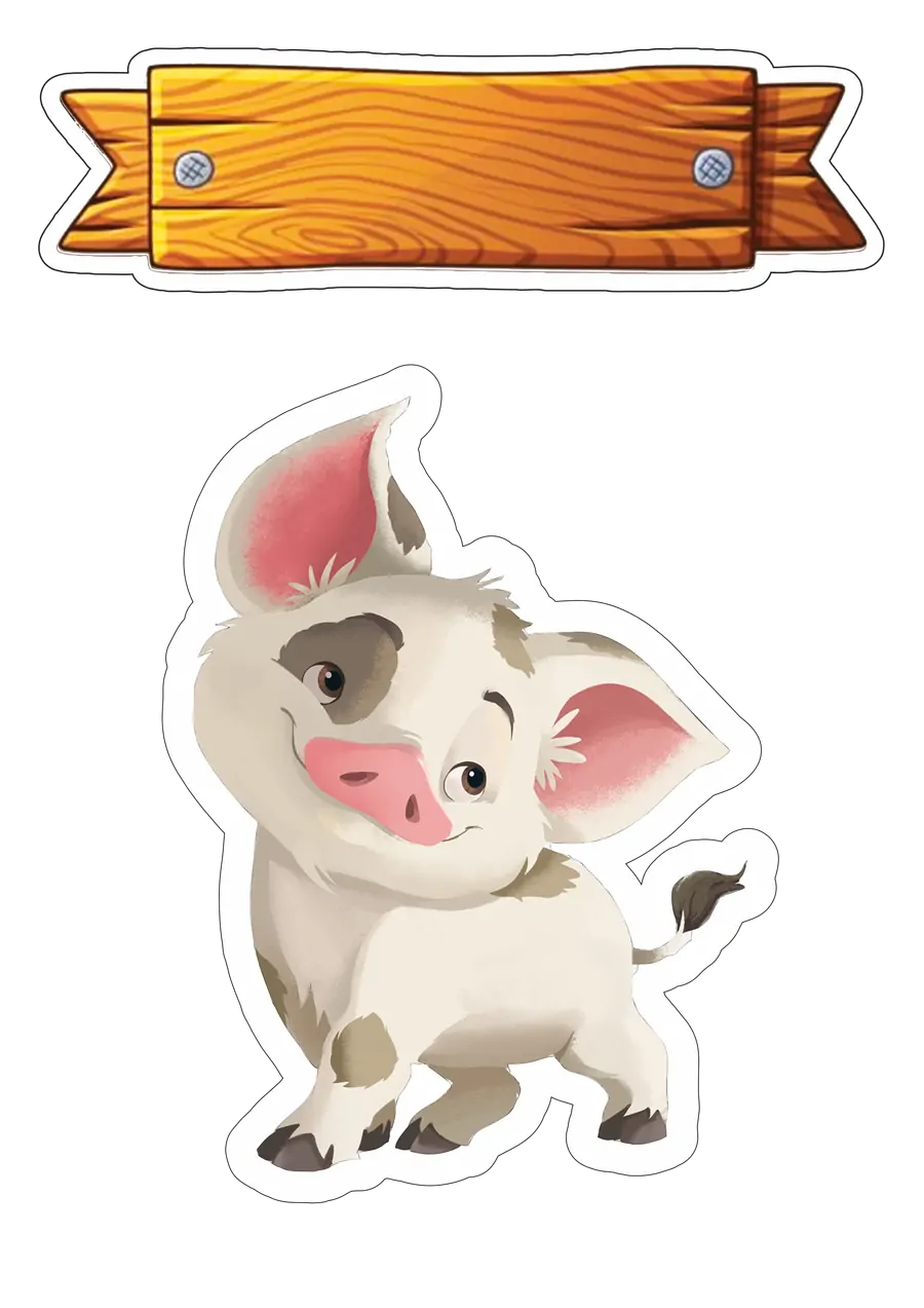 Topo de Bolo Porquinho Pua da Moana PNG transparente