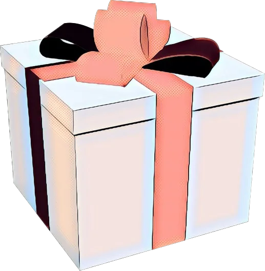 Caixa de Presente Branca com Laço Rosa PNG transparente