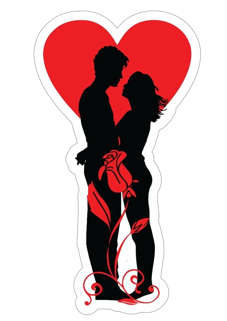 Casal Abraçado com Rosa Vermelha PNG transparente