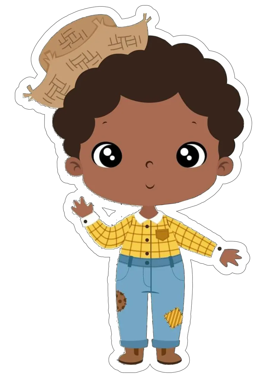 Menino Caipira com Camisa Xadrez PNG transparente