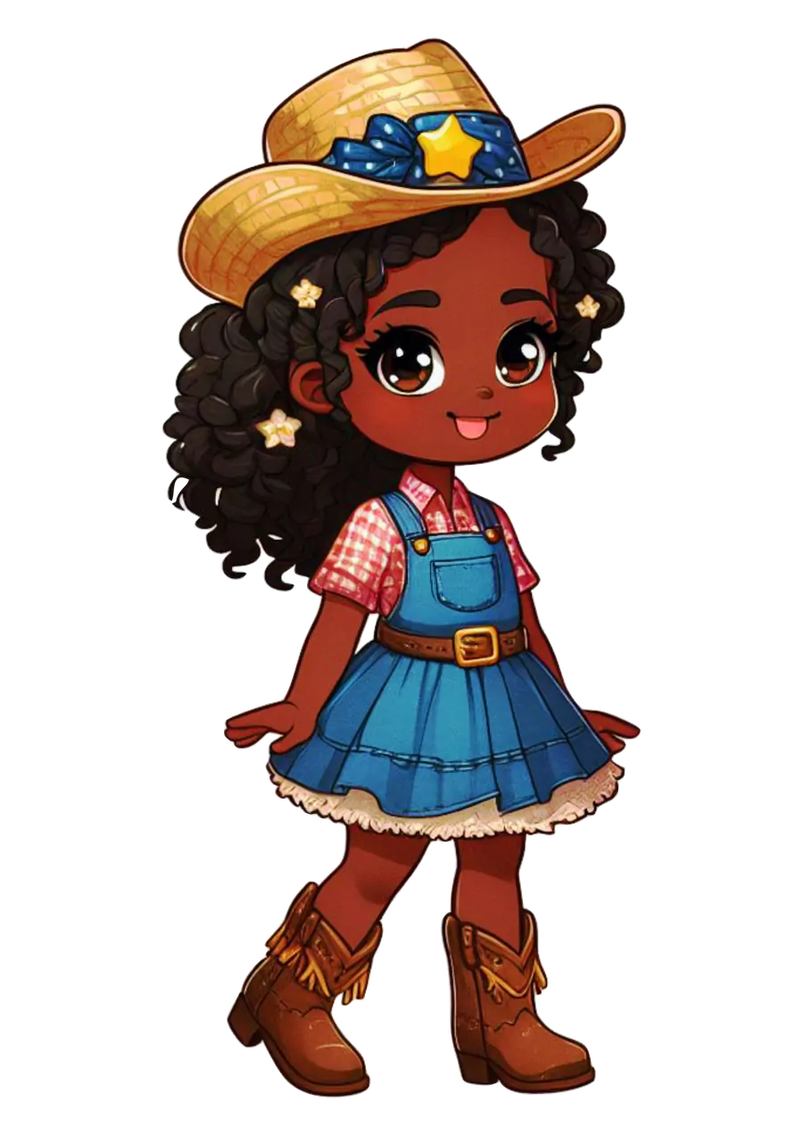 Menina Caipira com Jardineira Jeans PNG transparente