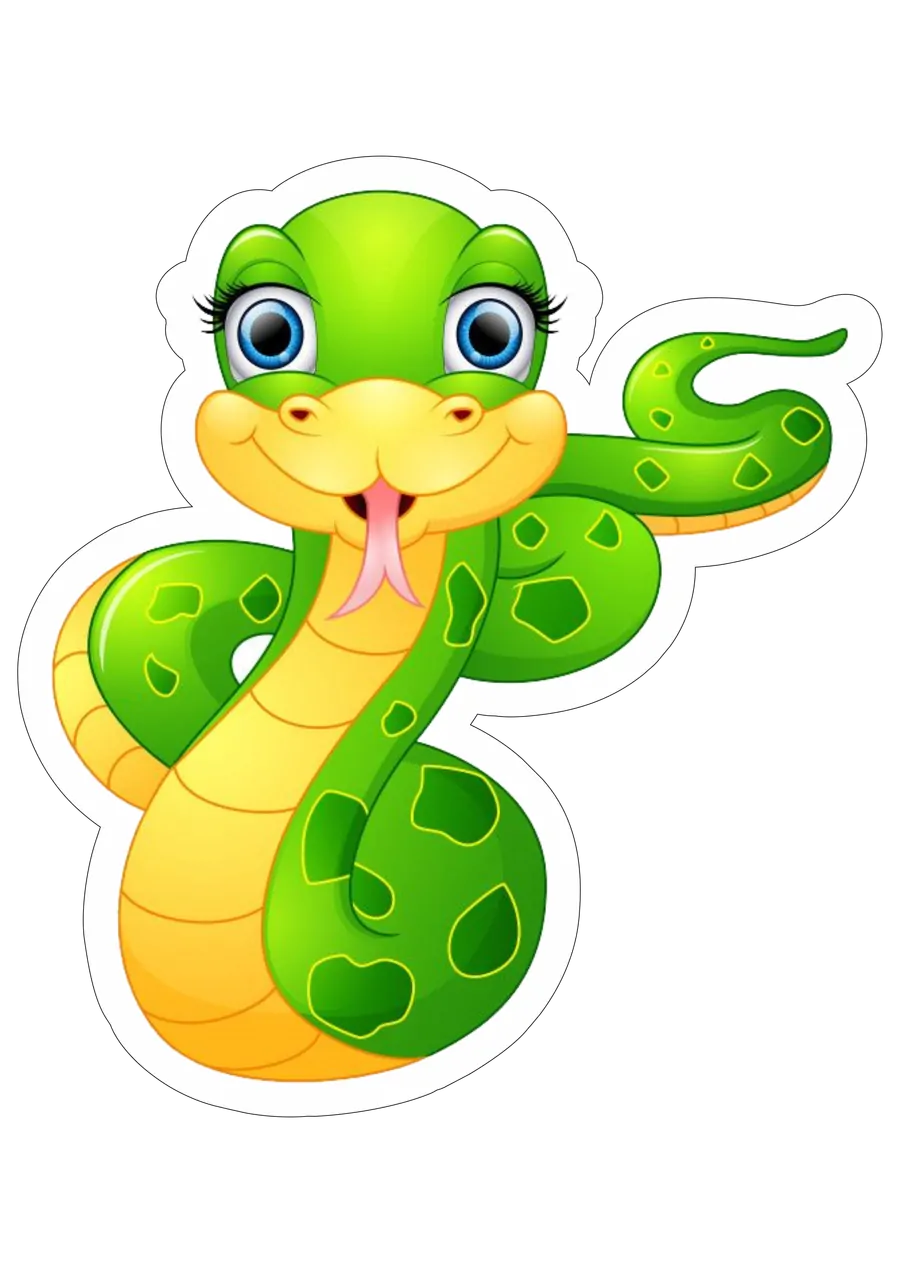 Cobra Verde Cartoon Fofa PNG transparente