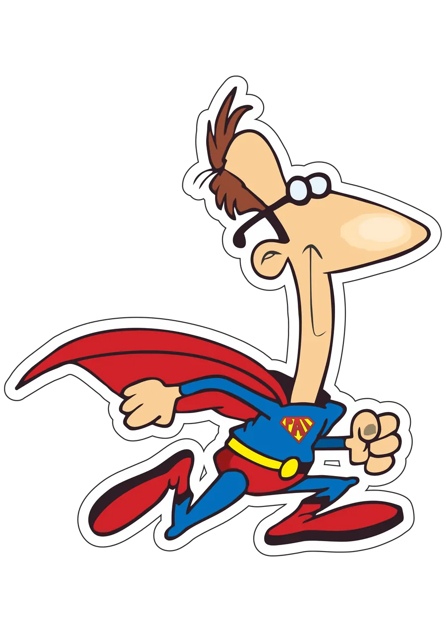 Super Pai Herói Cartoon Engraçado PNG transparente