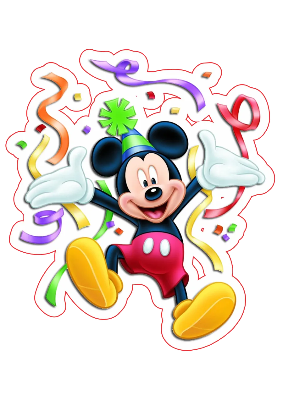 Mickey Mouse Comemorando com Confetes PNG transparente