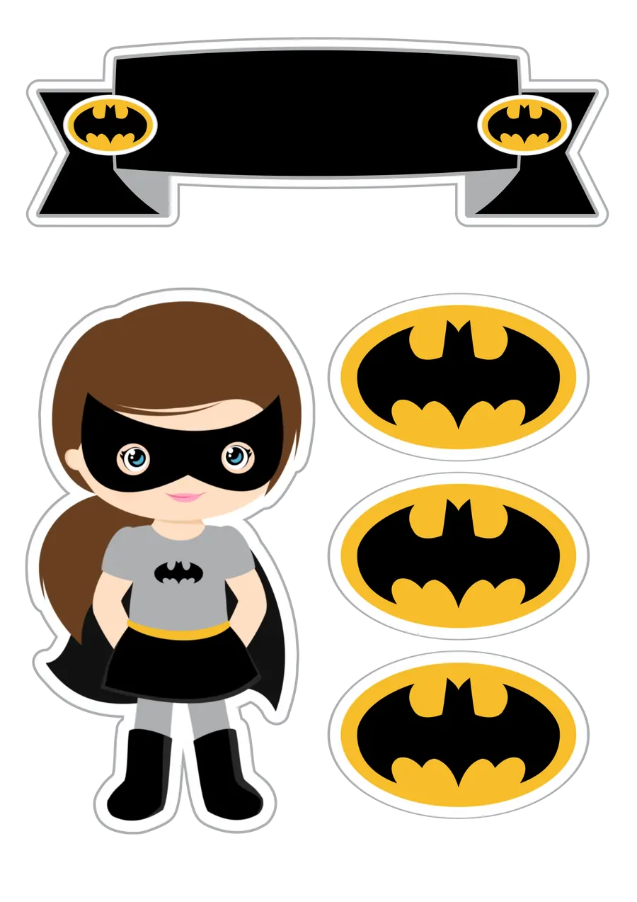 Topo de Bolo Batgirl Infantil PNG transparente