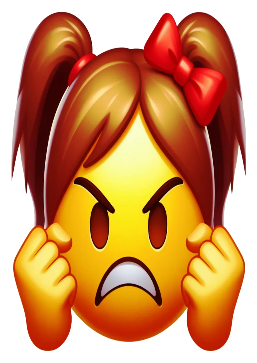 Emoji Menina Irritada com Laço PNG transparente