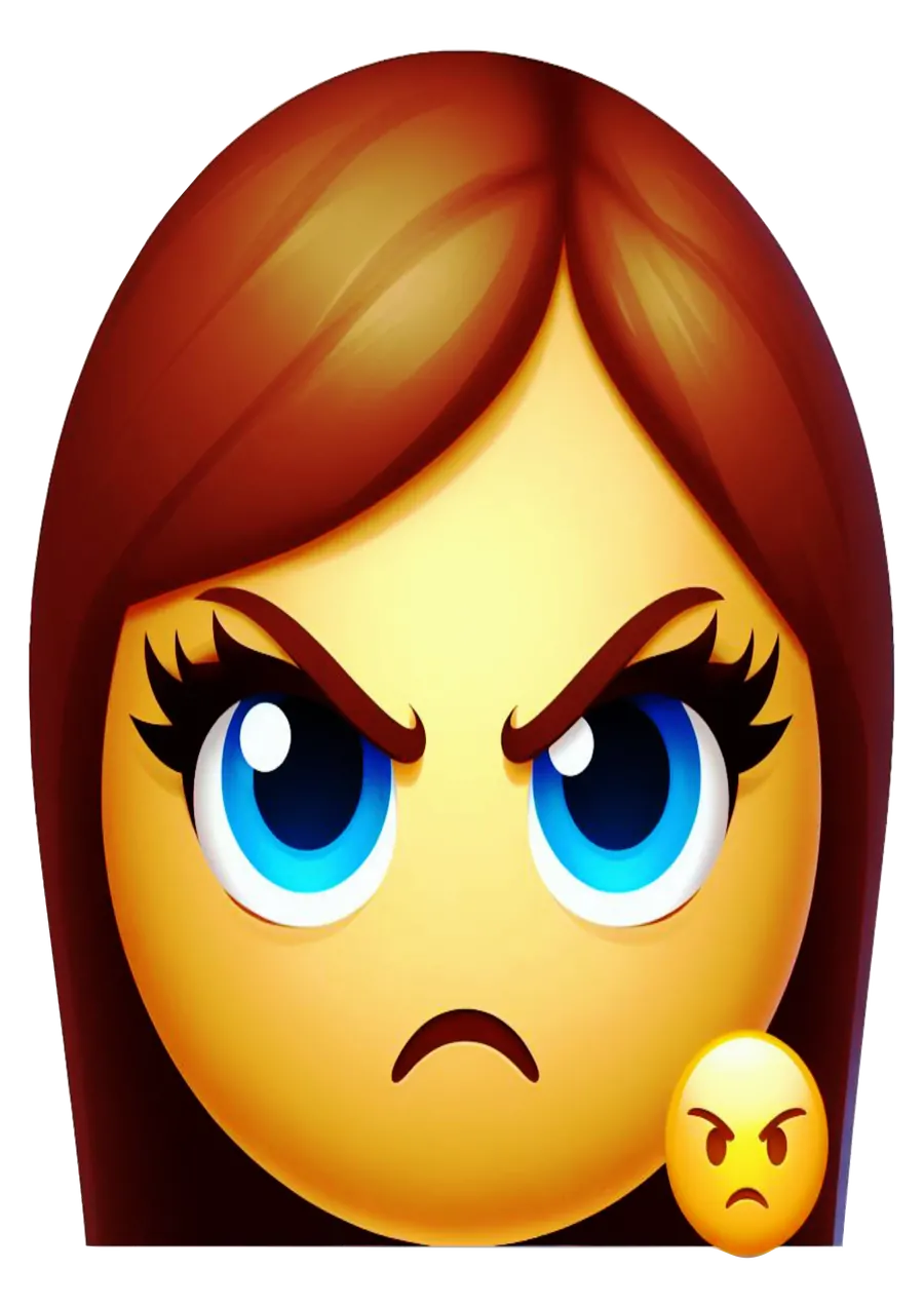 Emoji Rosto de Mulher com Raiva PNG transparente