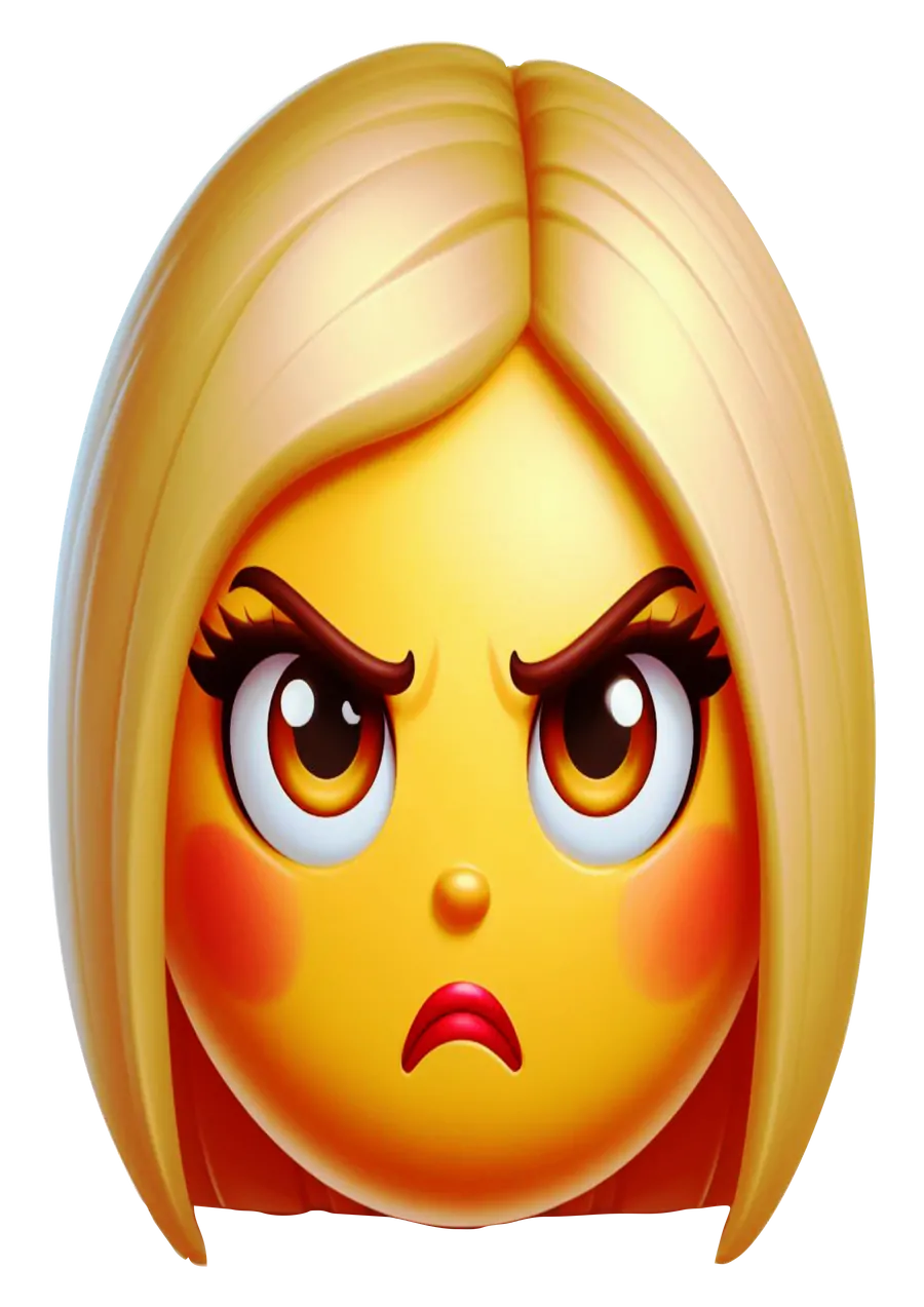 Emoji Mulher Loira com Raiva PNG transparente