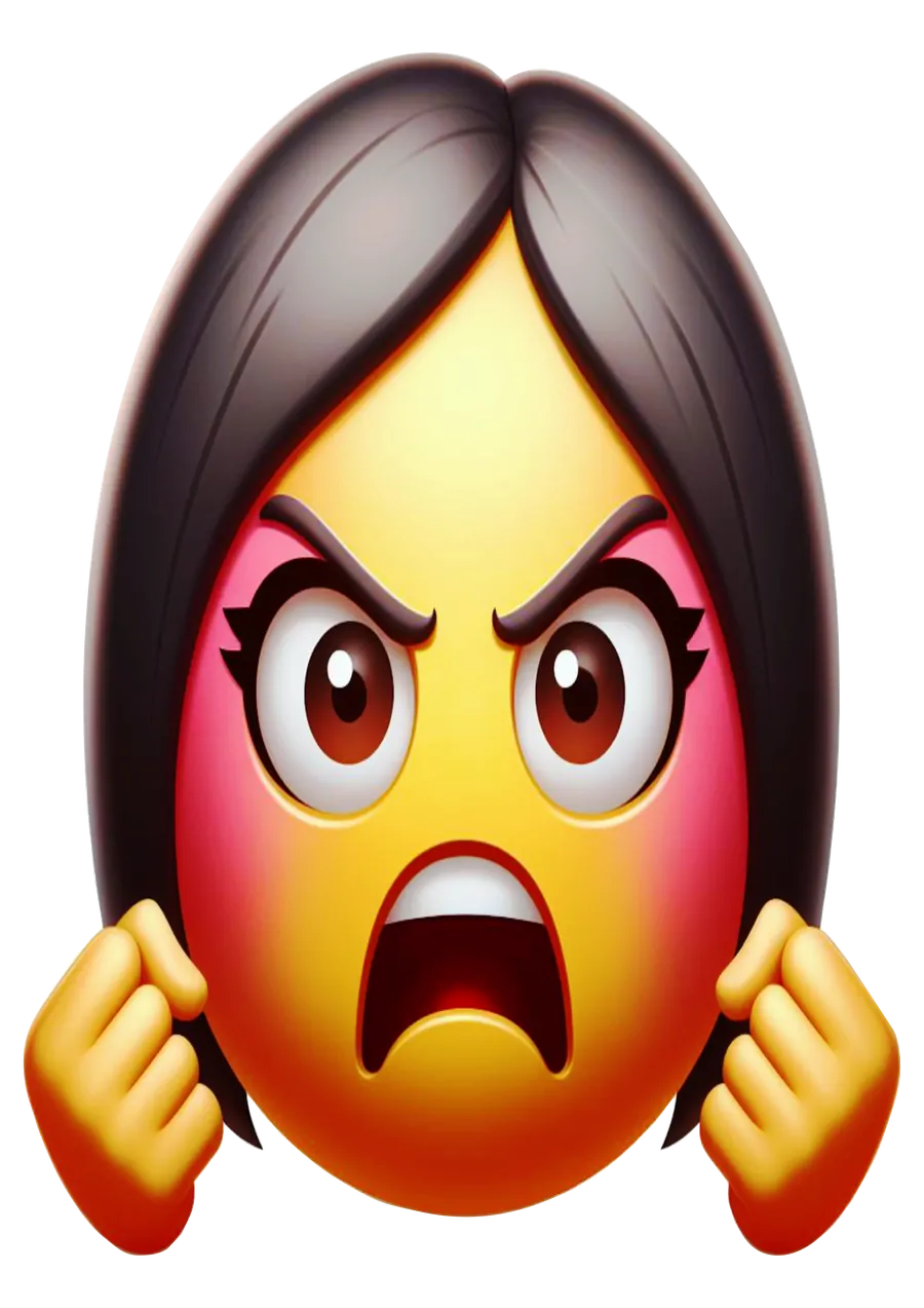 Emoji Mulher com Raiva Cabelo Escuro PNG transparente