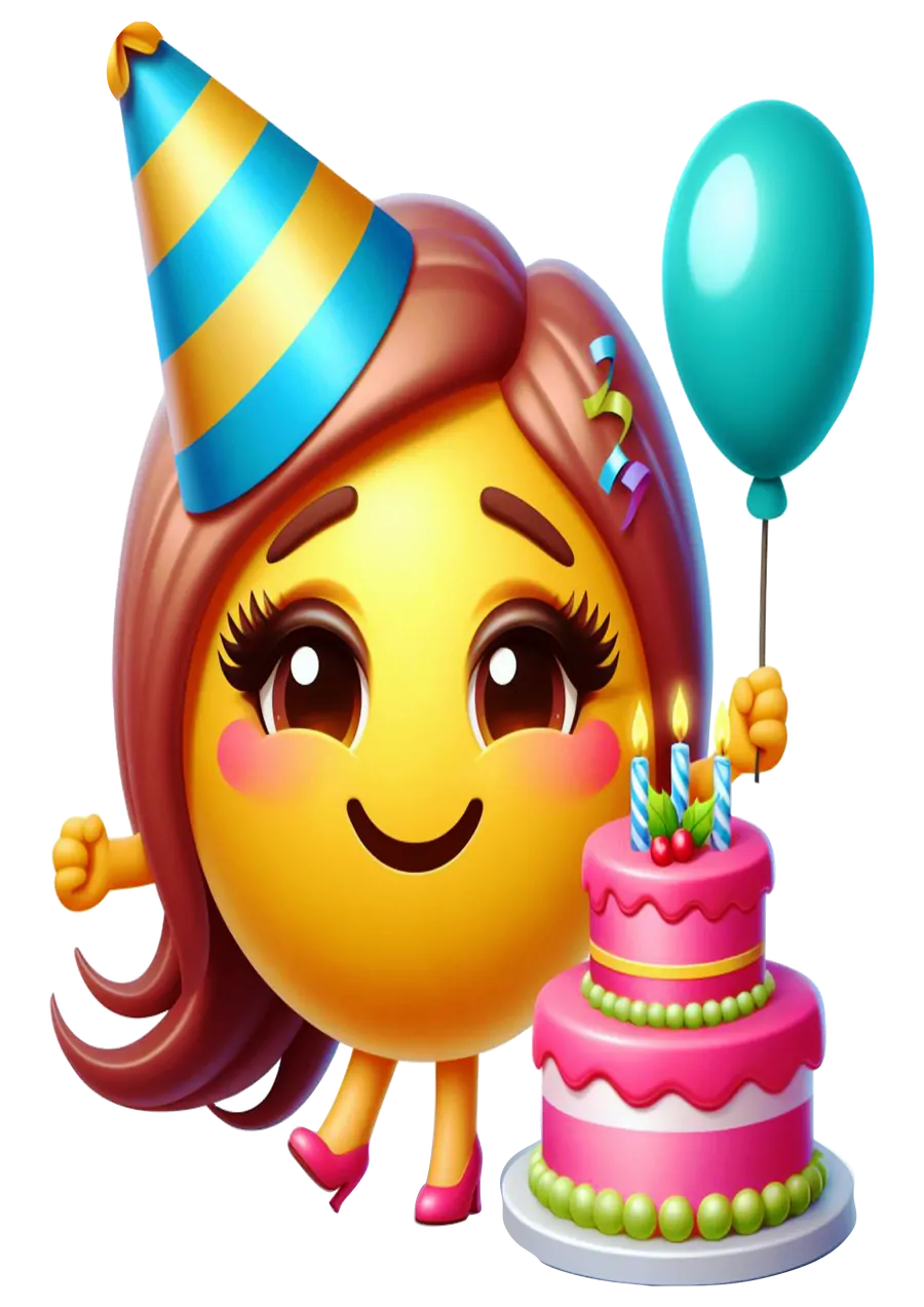 Emoji Menina de Aniversário com Bolo PNG transparente