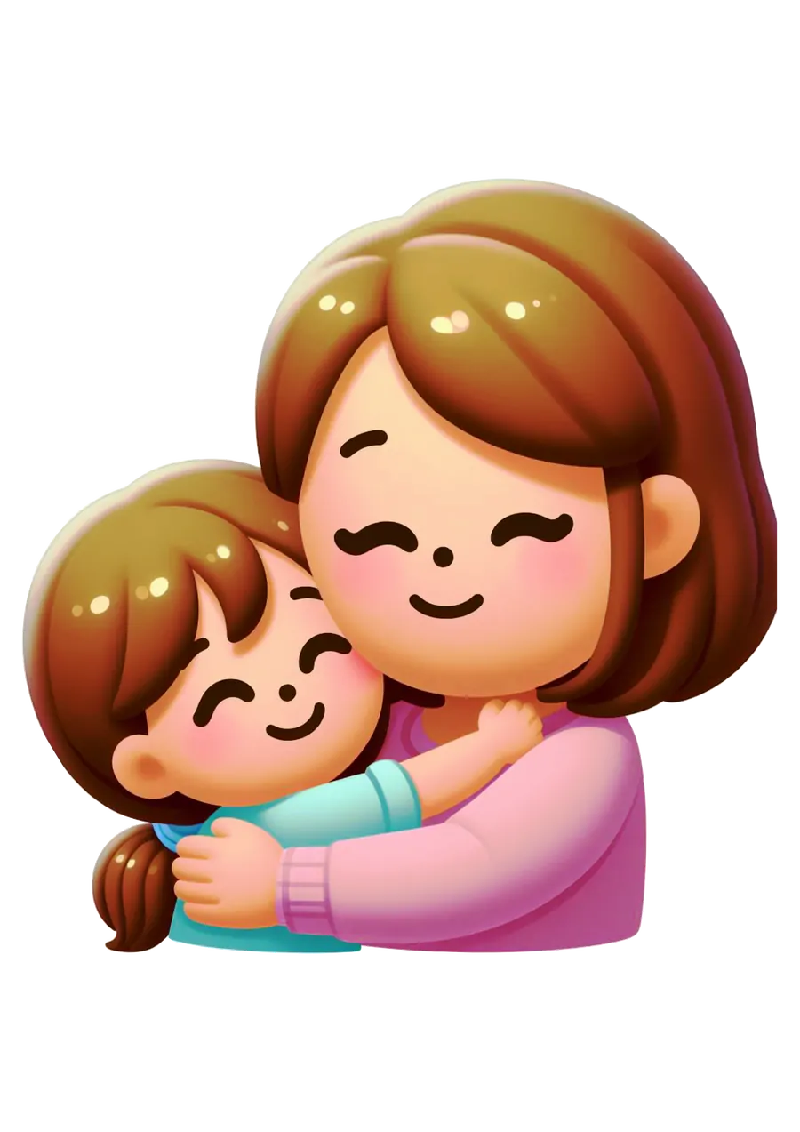Mãe e Filha Abraço 3D PNG transparente