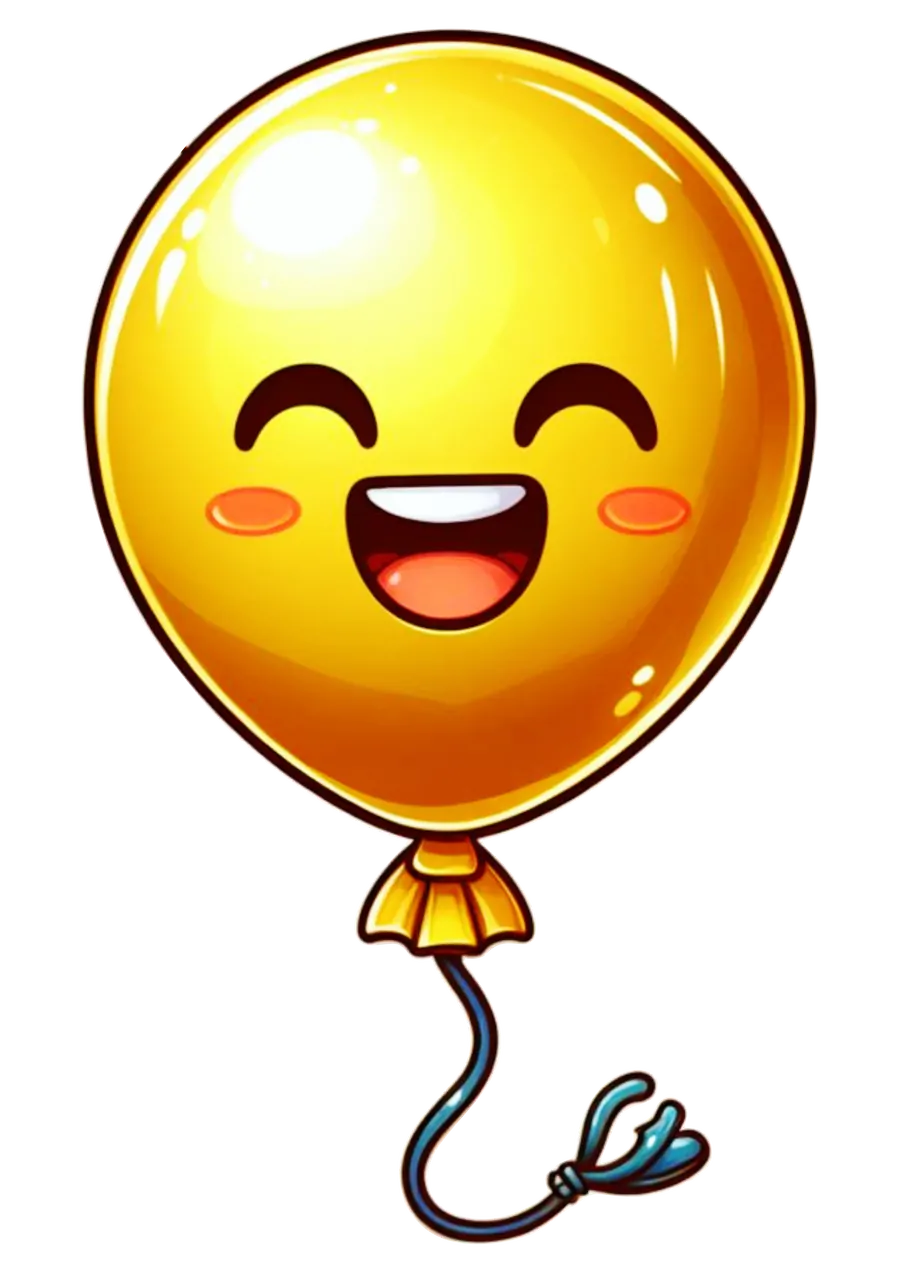 Balão Amarelo com Rosto Feliz PNG transparente