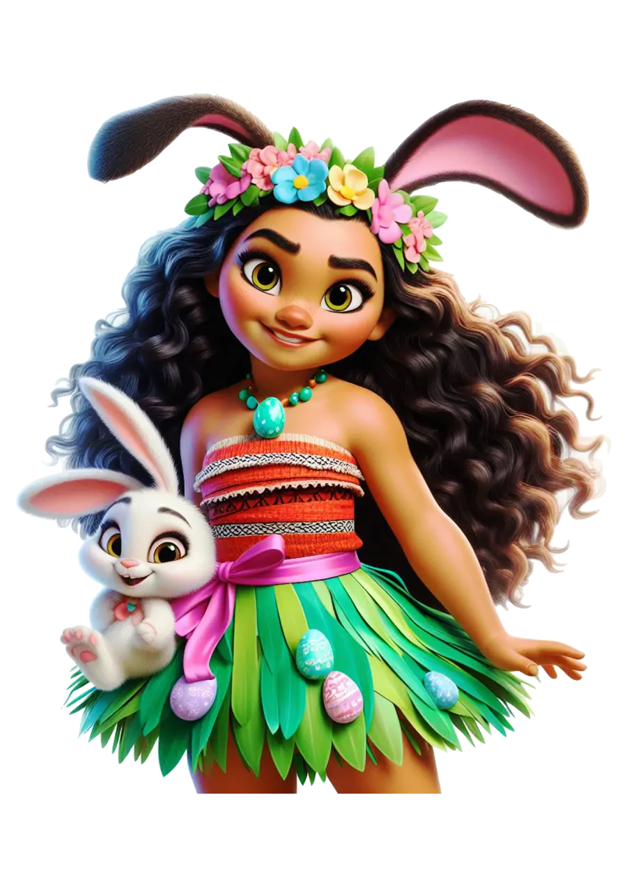 Moana de Páscoa com Coelho PNG transparente