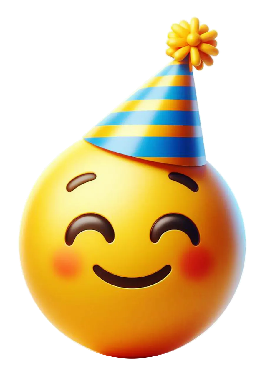 Emoji Sorrindo com Chapéu de Festa PNG transparente
