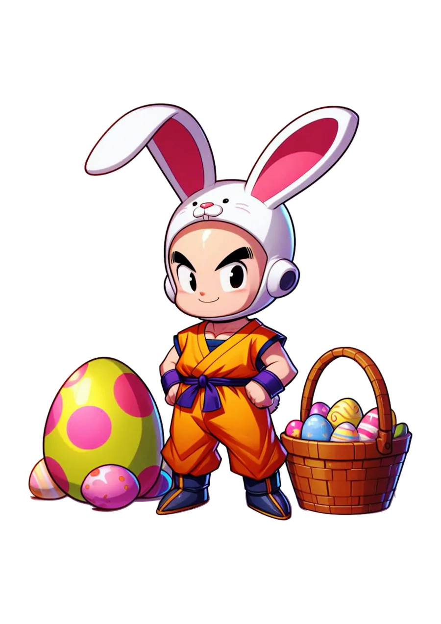 Kuririn Coelhinho com Ovos Páscoa PNG transparente