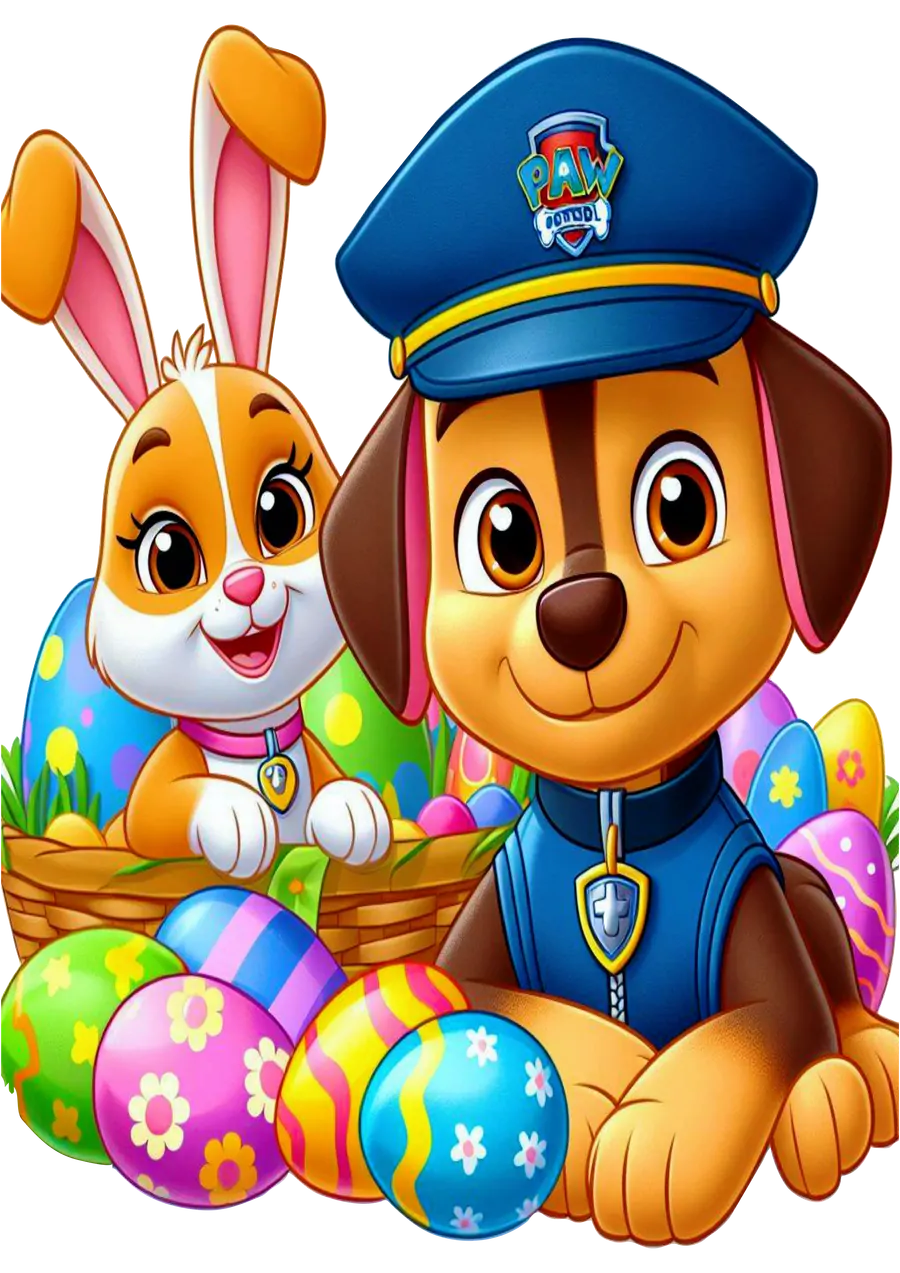 Chase e Coelhinho da Páscoa PNG transparente