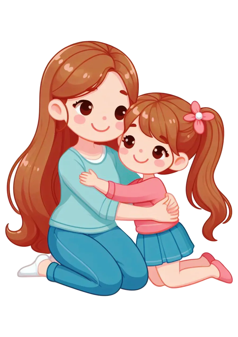 Mãe e Filha Abraçadas PNG transparente