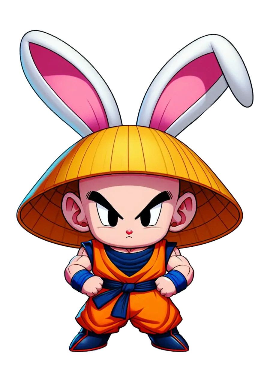 Krillin com Chapéu e Orelhas PNG transparente