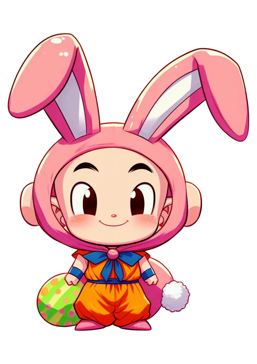 Krillin Coelhinho Rosa Fofinho PNG transparente