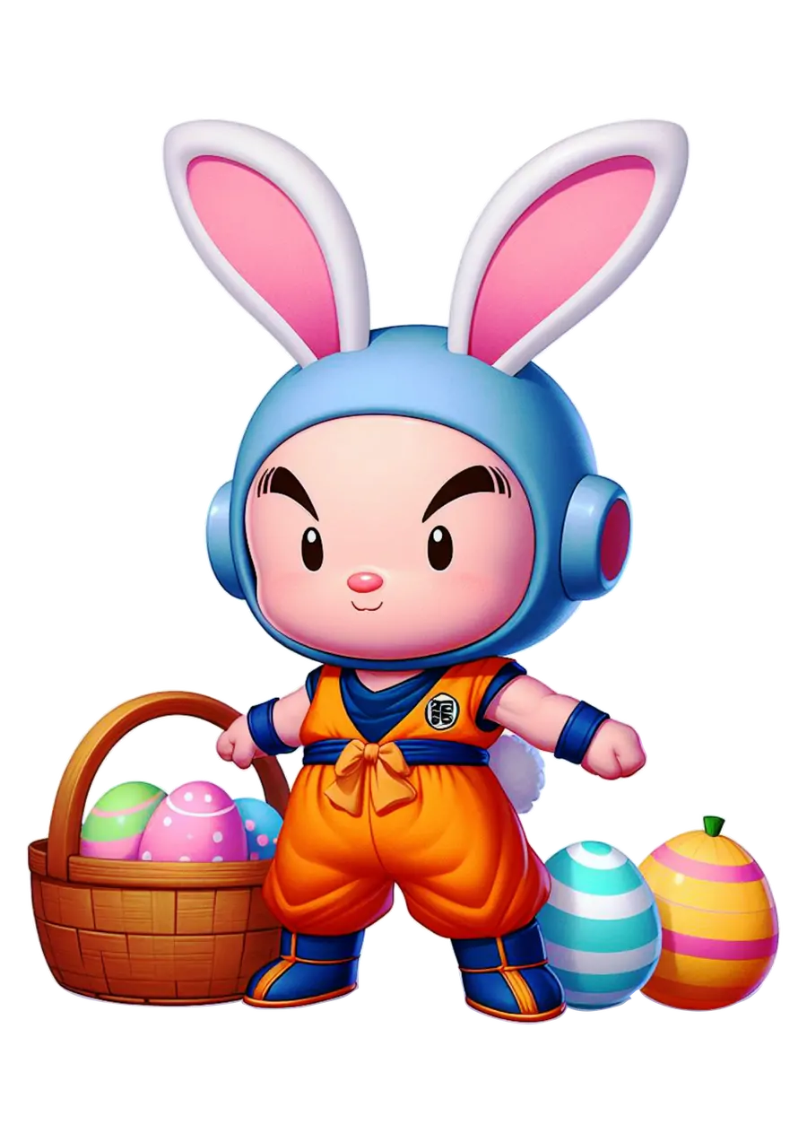 Krillin Coelhinho Azul com Ovos PNG transparente