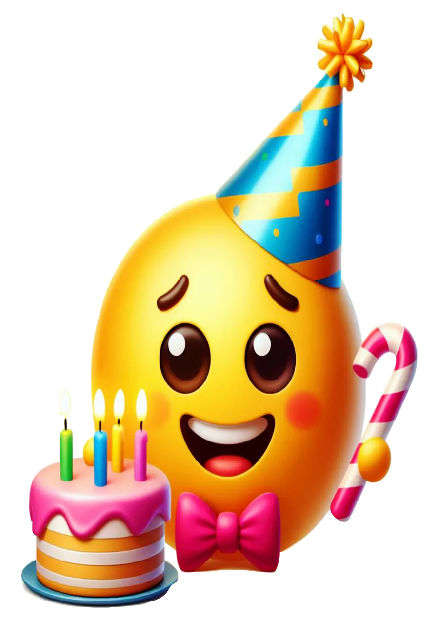 Emoji Feliz com Bolo e Doce PNG transparente