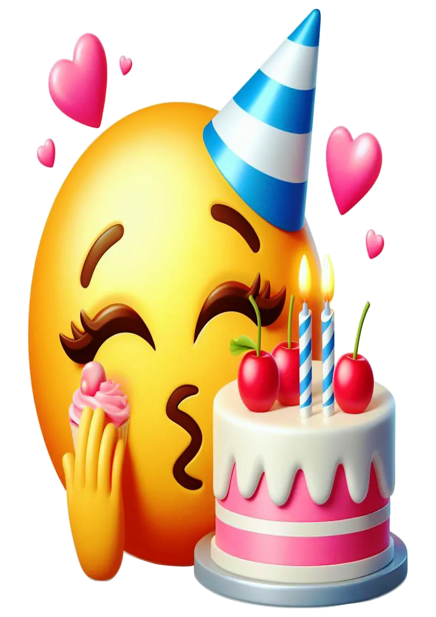 Emoji Mandando Beijo com Bolo PNG transparente