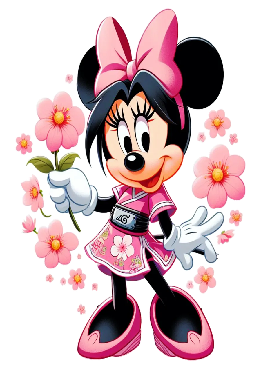 Minnie Mouse com Flores PNG transparente