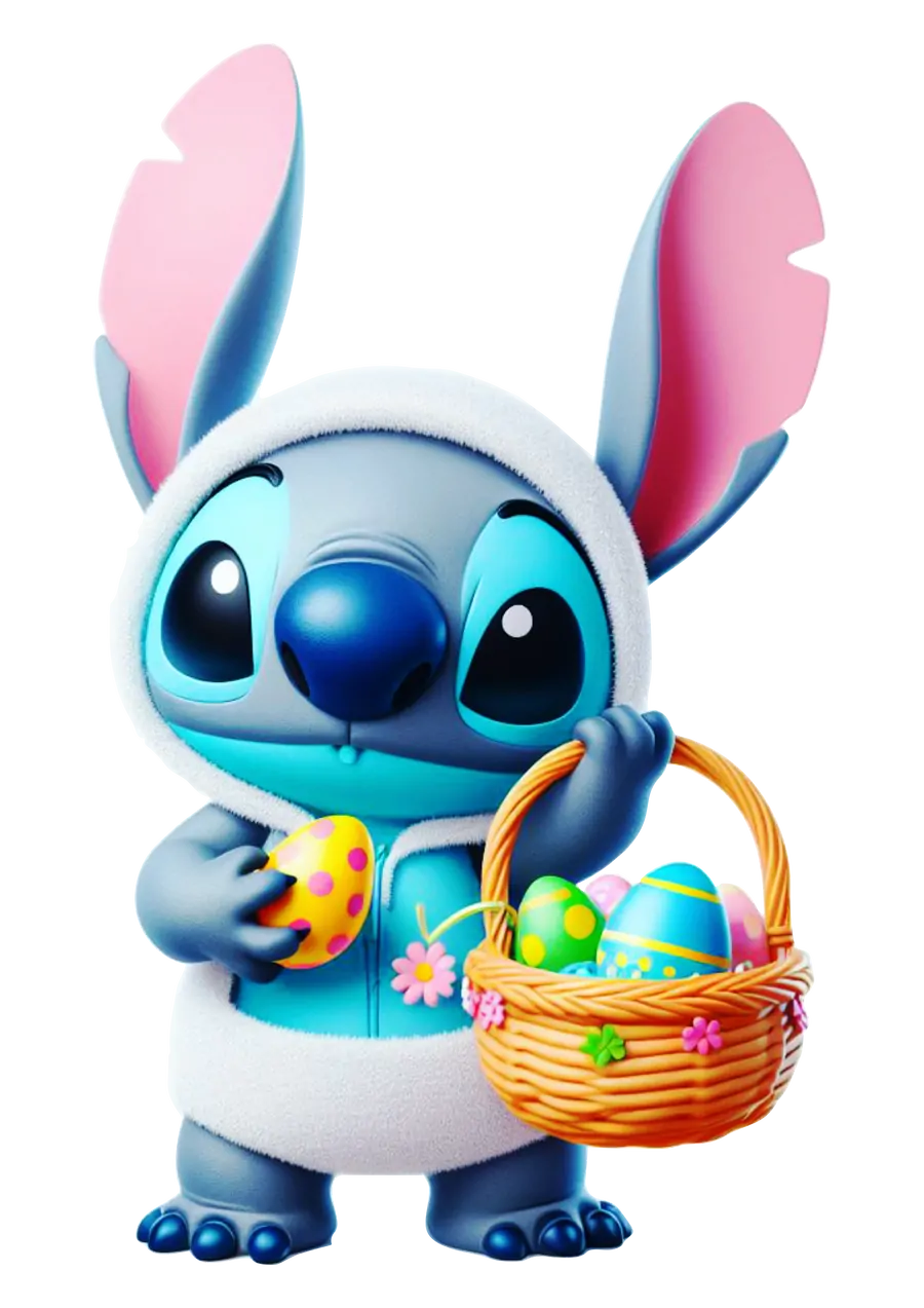 Stitch Coelhinho com Cesta PNG transparente