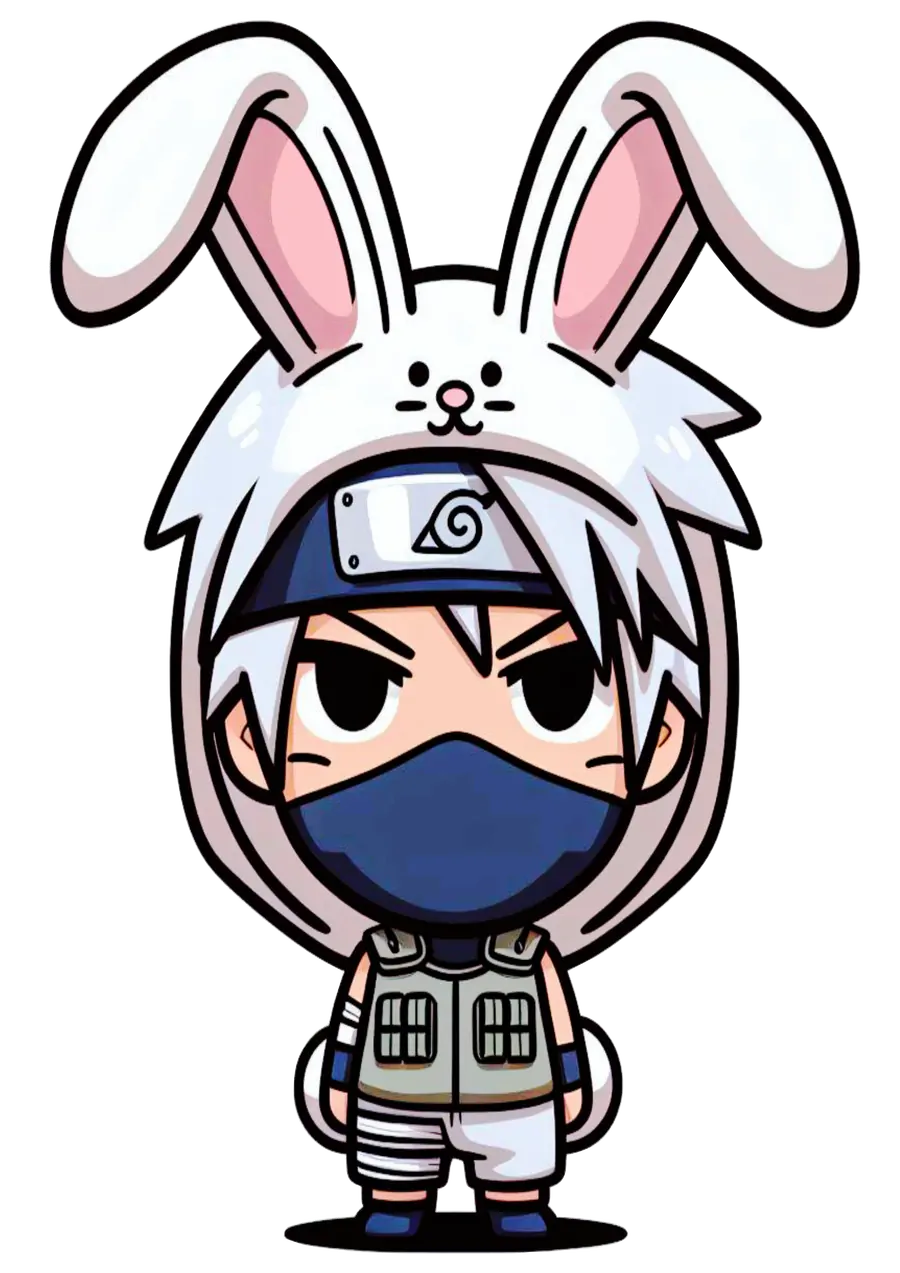 Kakashi Chibi com Capuz Coelhinho PNG transparente