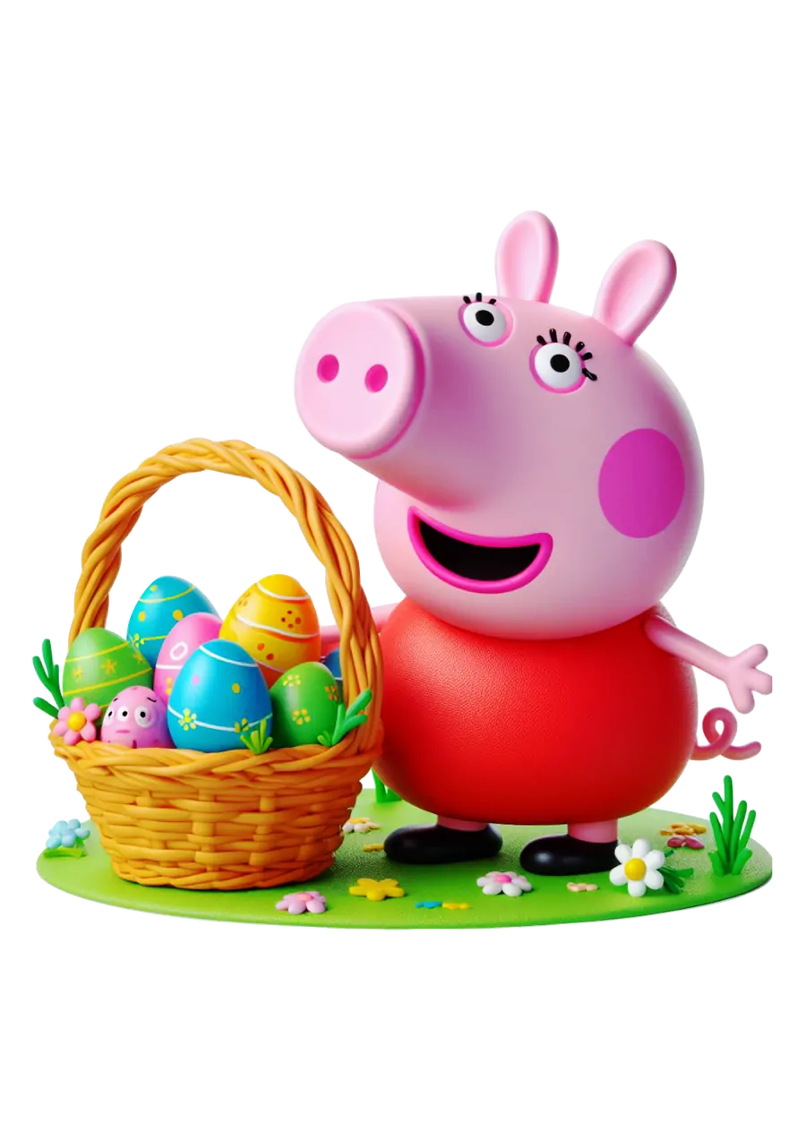 Peppa Pig 3D Cesta Páscoa PNG transparente