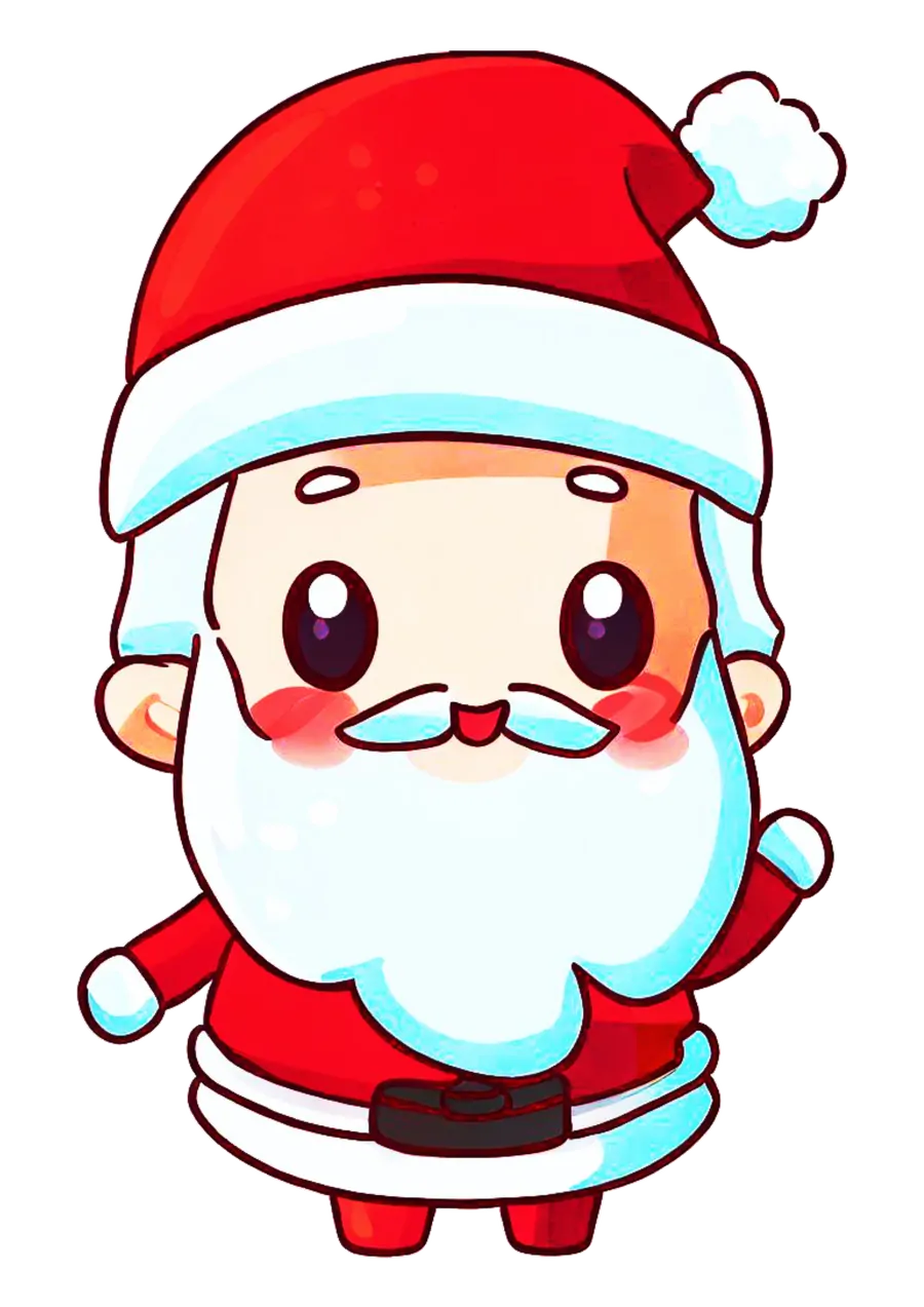 Papai Noel Chibi Acenando PNG transparente