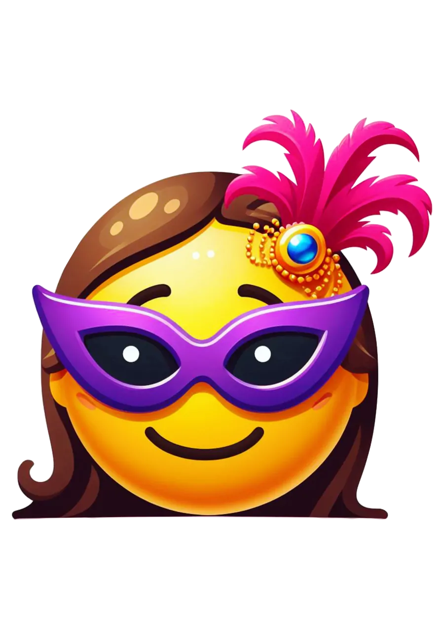 Emoji Feminino Máscara Carnaval PNG transparente