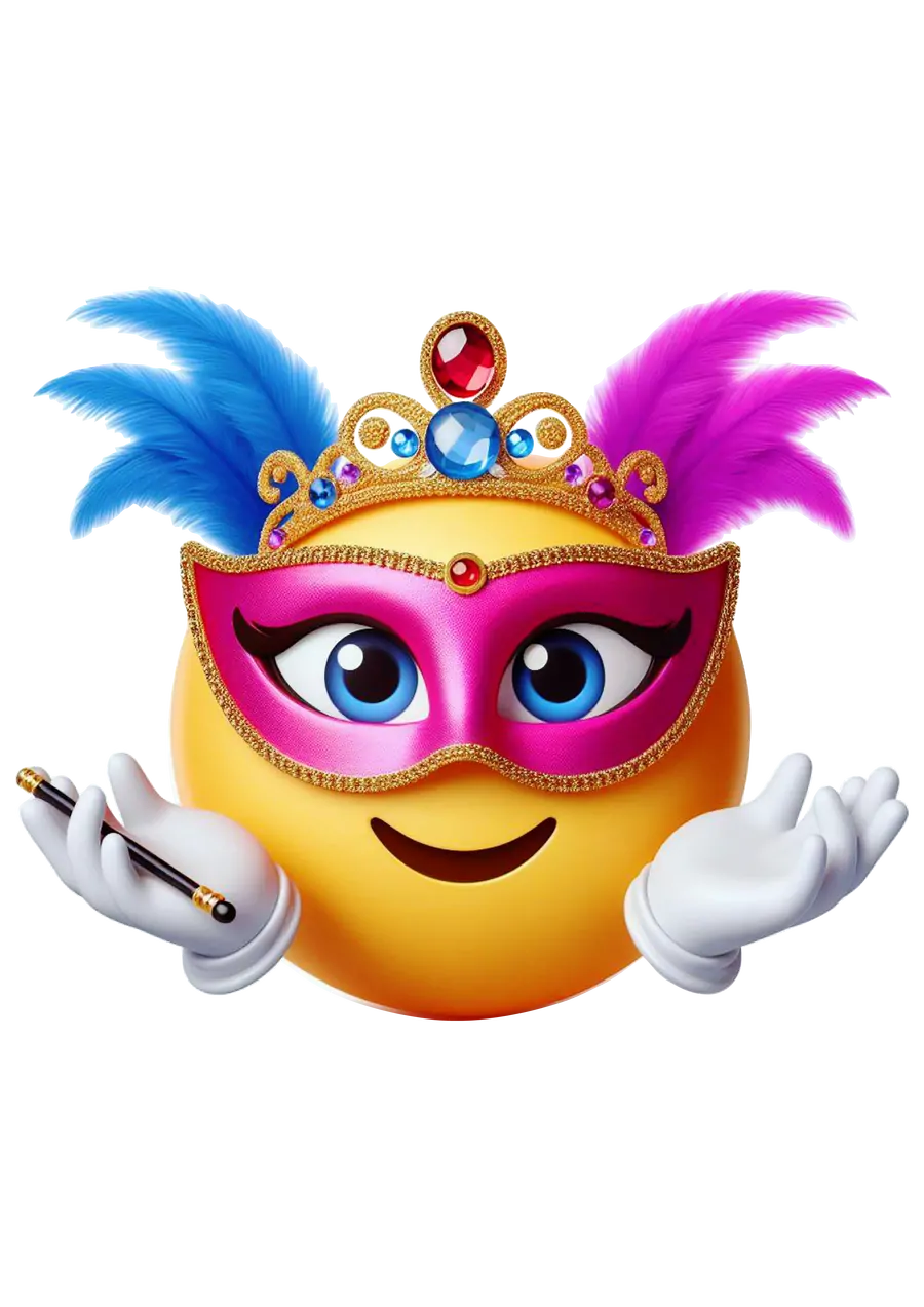 Emoji Carnaval Máscara e Coroa PNG transparente