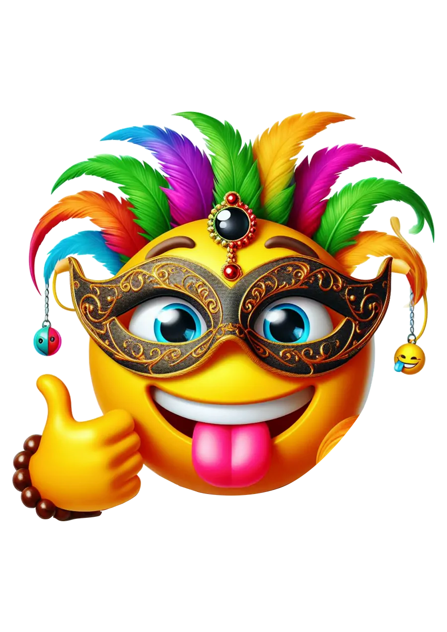 Emoji Máscara Carnaval Polegar Para Cima PNG transparente