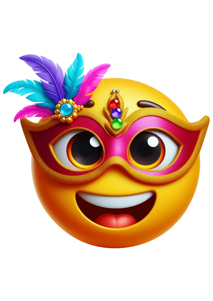 Emoji Máscara Carnaval Penas Coloridas PNG transparente