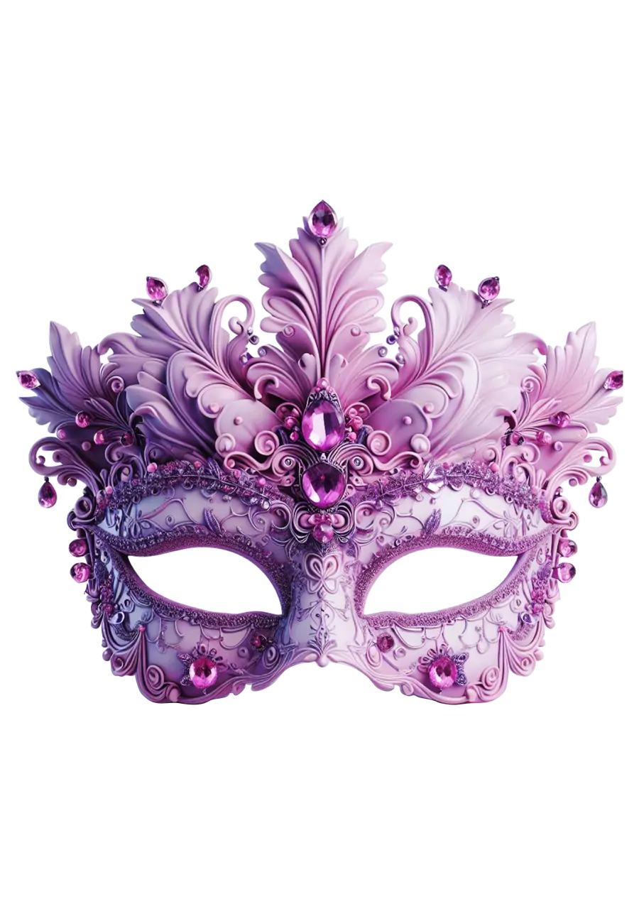 Máscara de Carnaval Lilás com Pedrarias PNG transparente