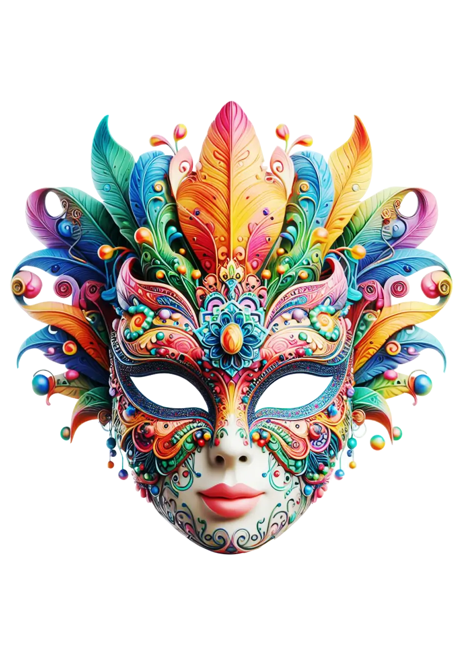 Máscara de Carnaval Completa Colorida PNG transparente