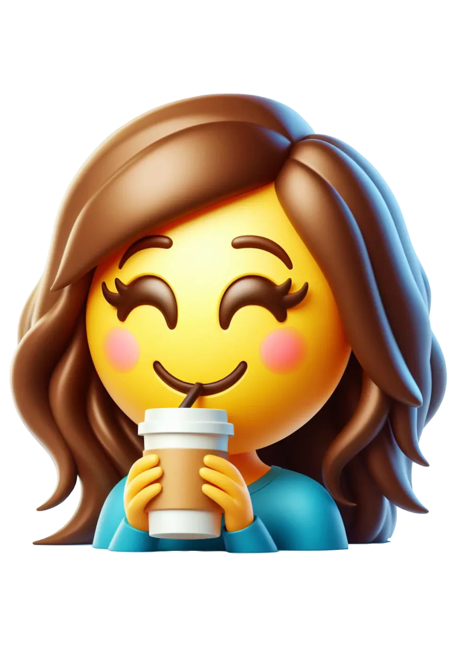Emoji de Mulher Tomando Café Copo PNG transparente