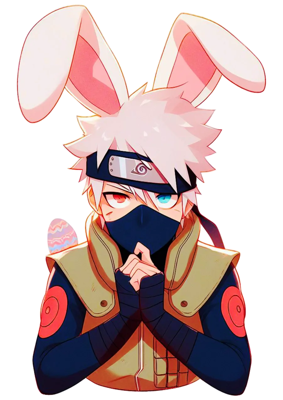 Kakashi Com Orelhas de Coelhinho da Páscoa PNG transparente
