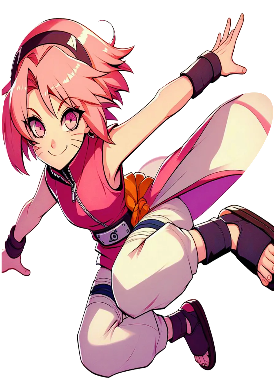 Sakura Haruno em Posição de Ataque PNG transparente