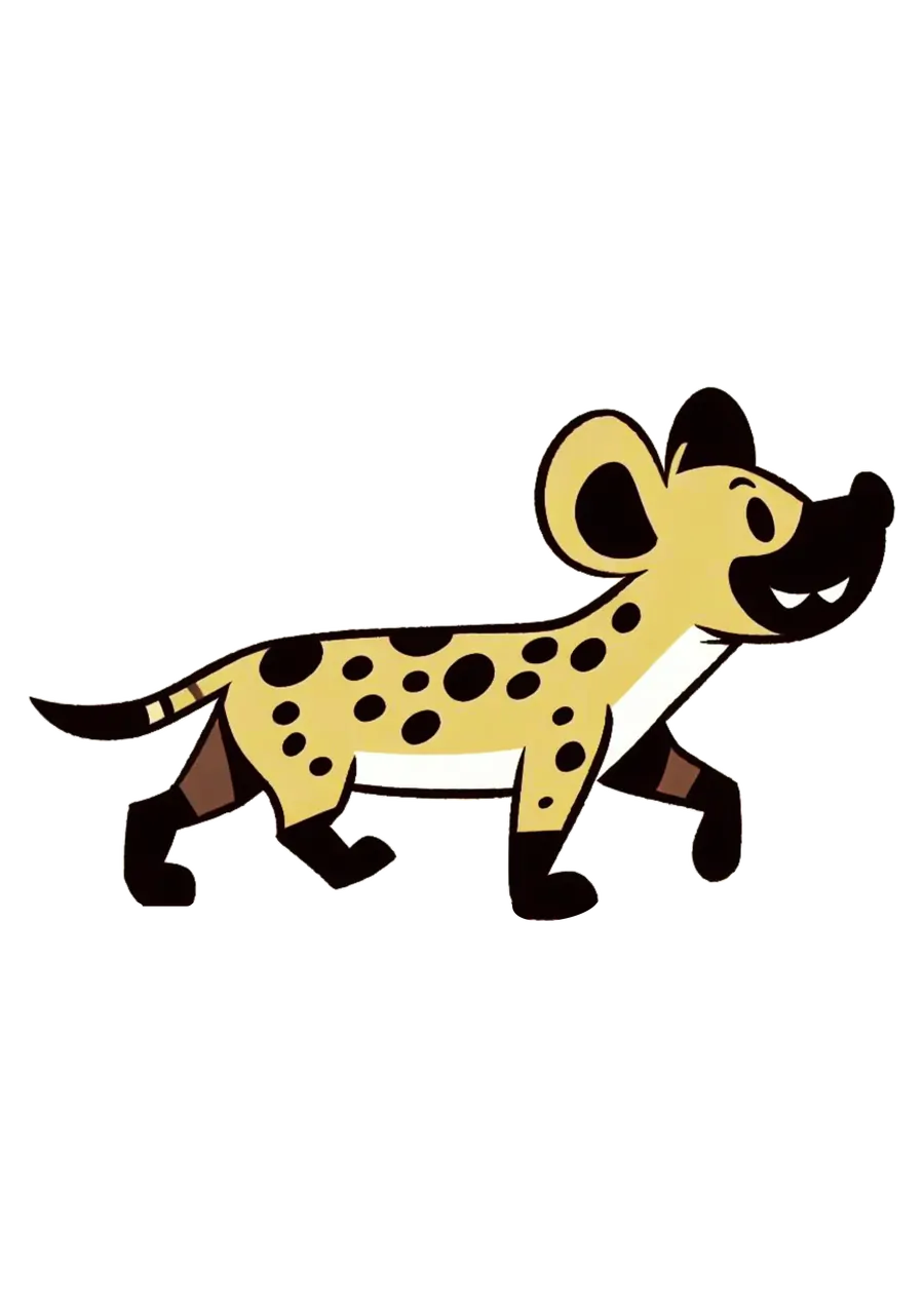 Hiena Estilo Desenho Animado Simples PNG transparente