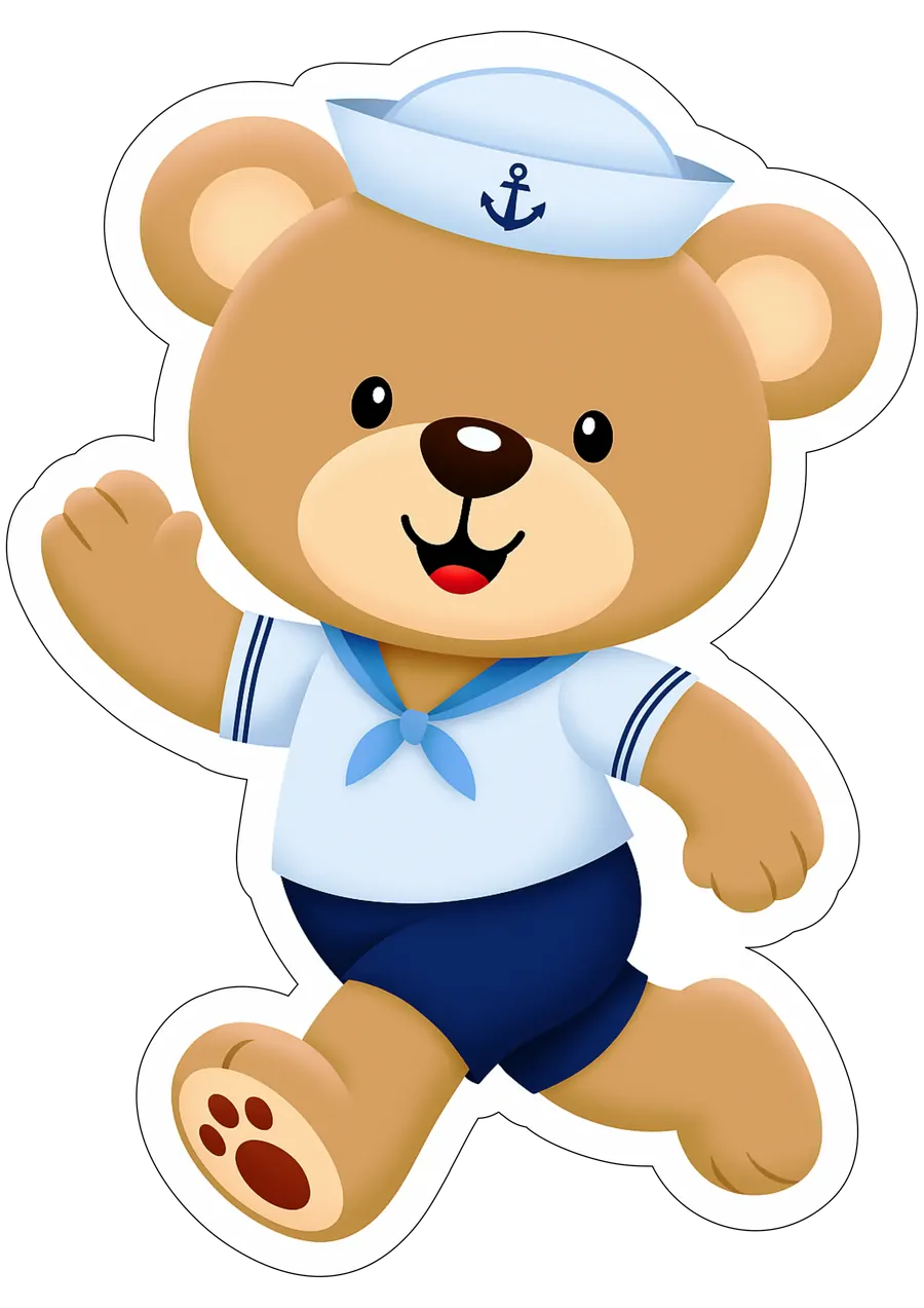 Urso Marinheiro Acenando PNG transparente