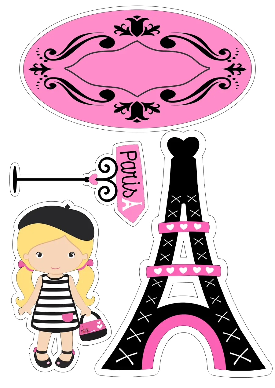 Topo de Bolo Paris Torre Eiffel PNG transparente