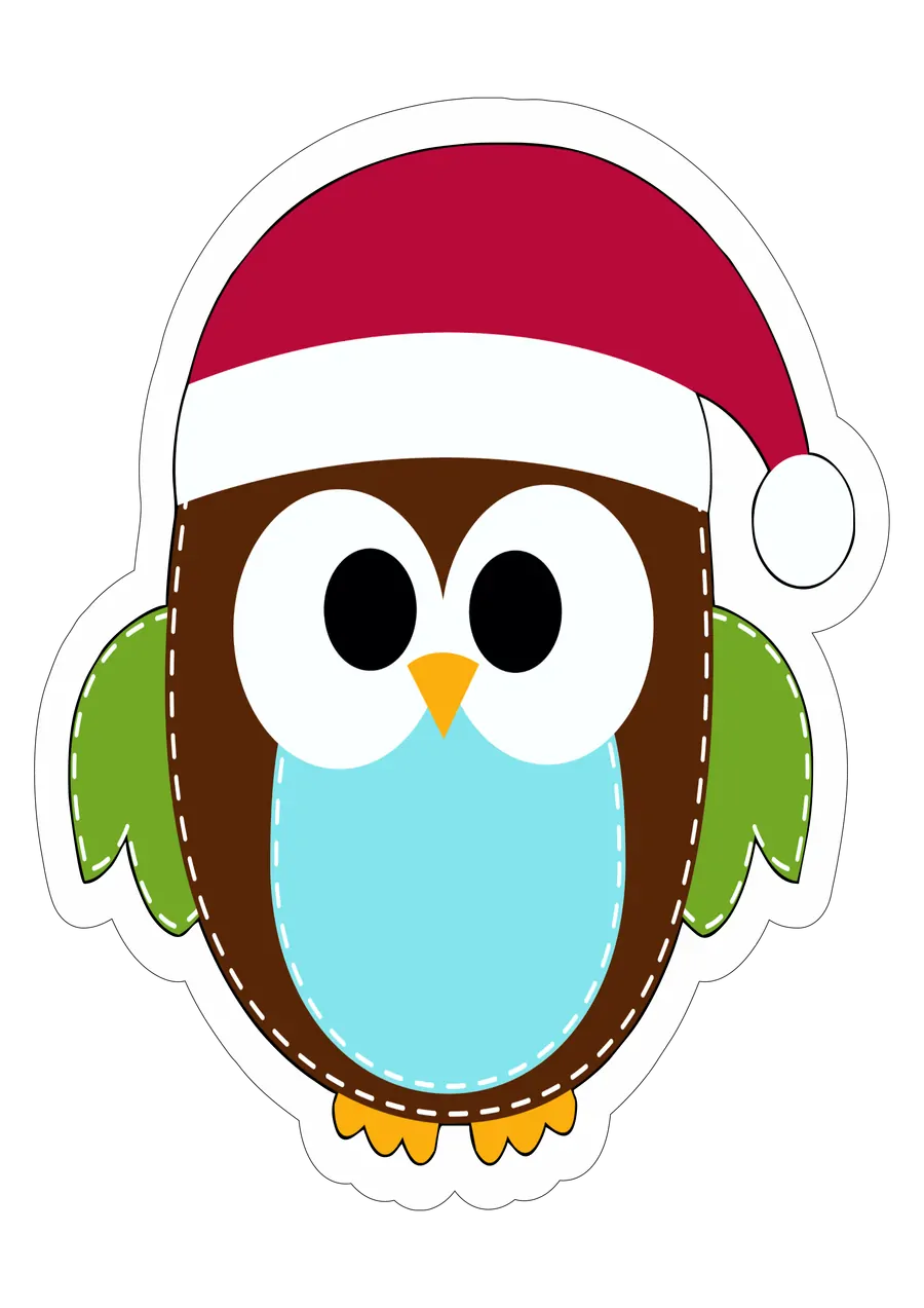 Coruja com Gorro de Natal PNG transparente