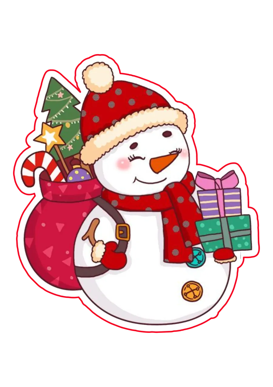 Boneco de Neve com Presentes de Natal PNG transparente