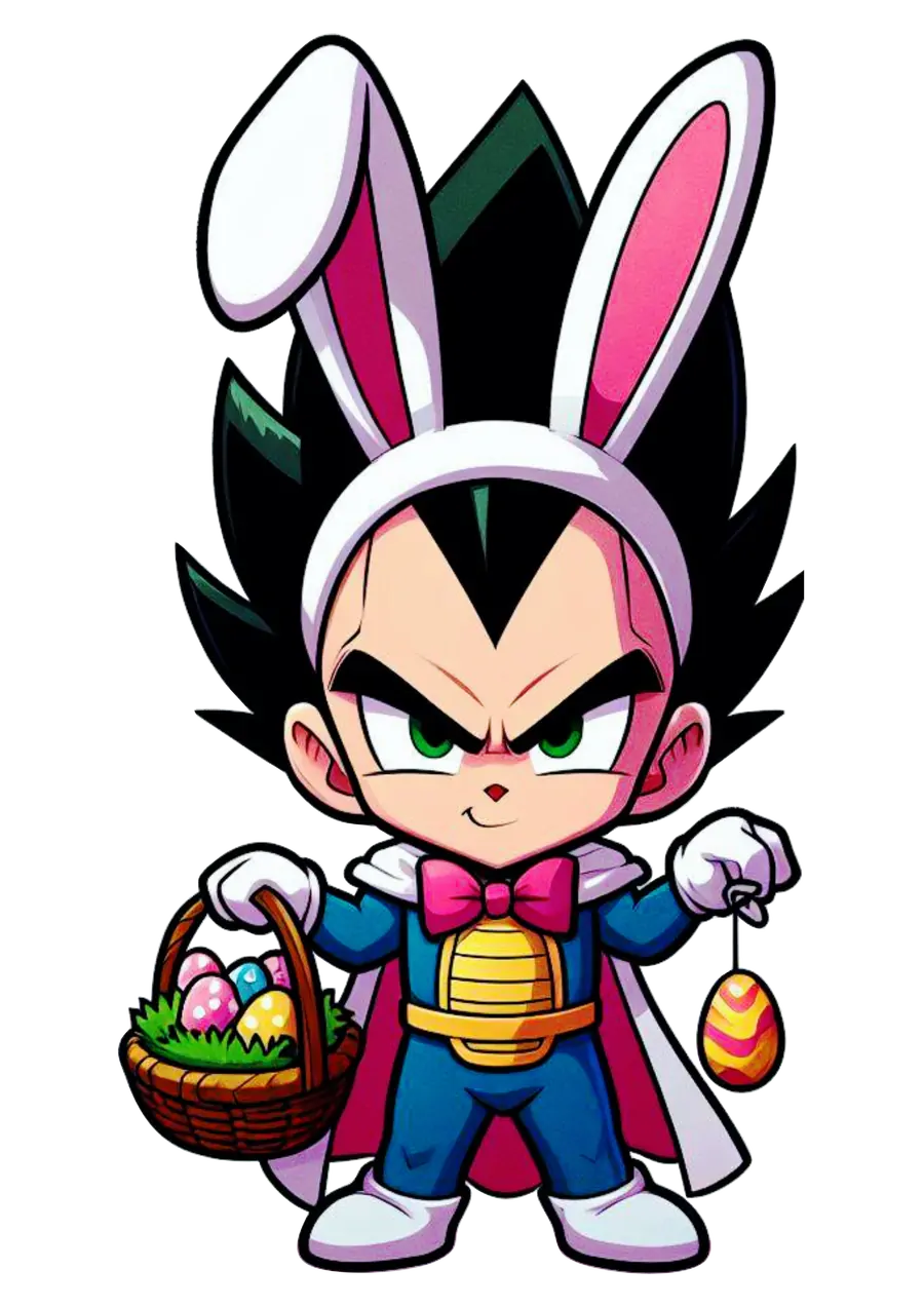Vegeta Chibi Coelhinho da Páscoa PNG transparente